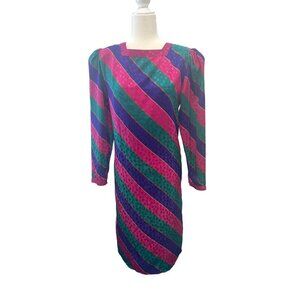 Epitome Dress Vintage 80s Secretarial Mod Dress Ladies Size MED